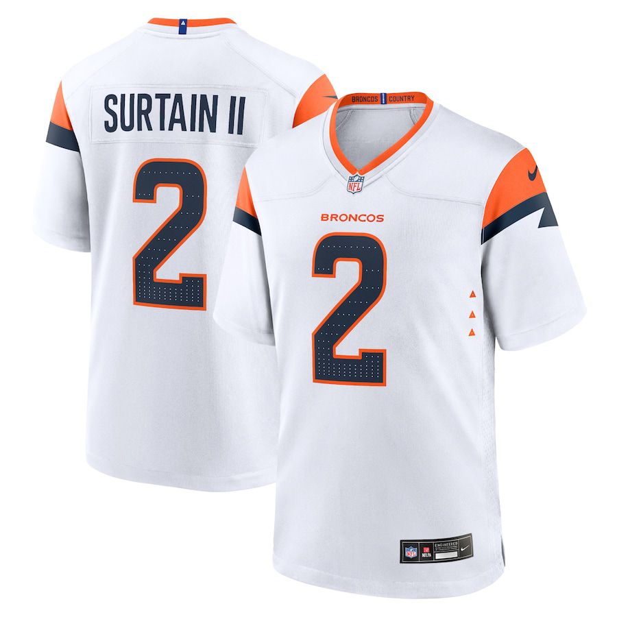 Men Denver Broncos 2 Patrick Surtain II Nike White Game NFL Jersey